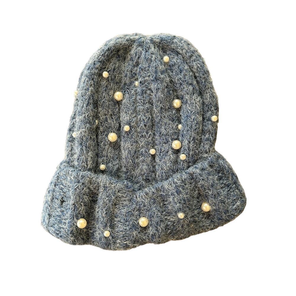 Natasha Knit‎ Winter Hat with Pearl Accents